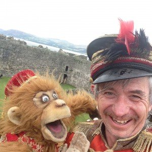 Uncle Tacko and Ginger on castle battlements